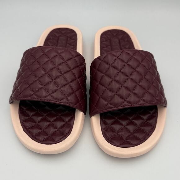 APL Nappa Leather Quilted Lusso Slides Burgundy Cream Men's Size 8 - Picture 1 of 5